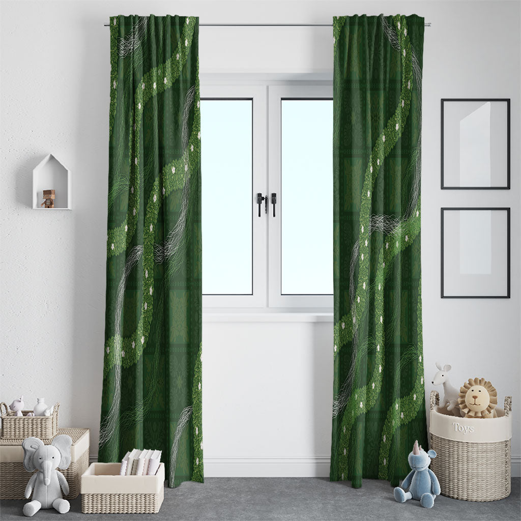 Hawaiian Quilt Window Curtain Pele Hair Hinahina Lei Green Version