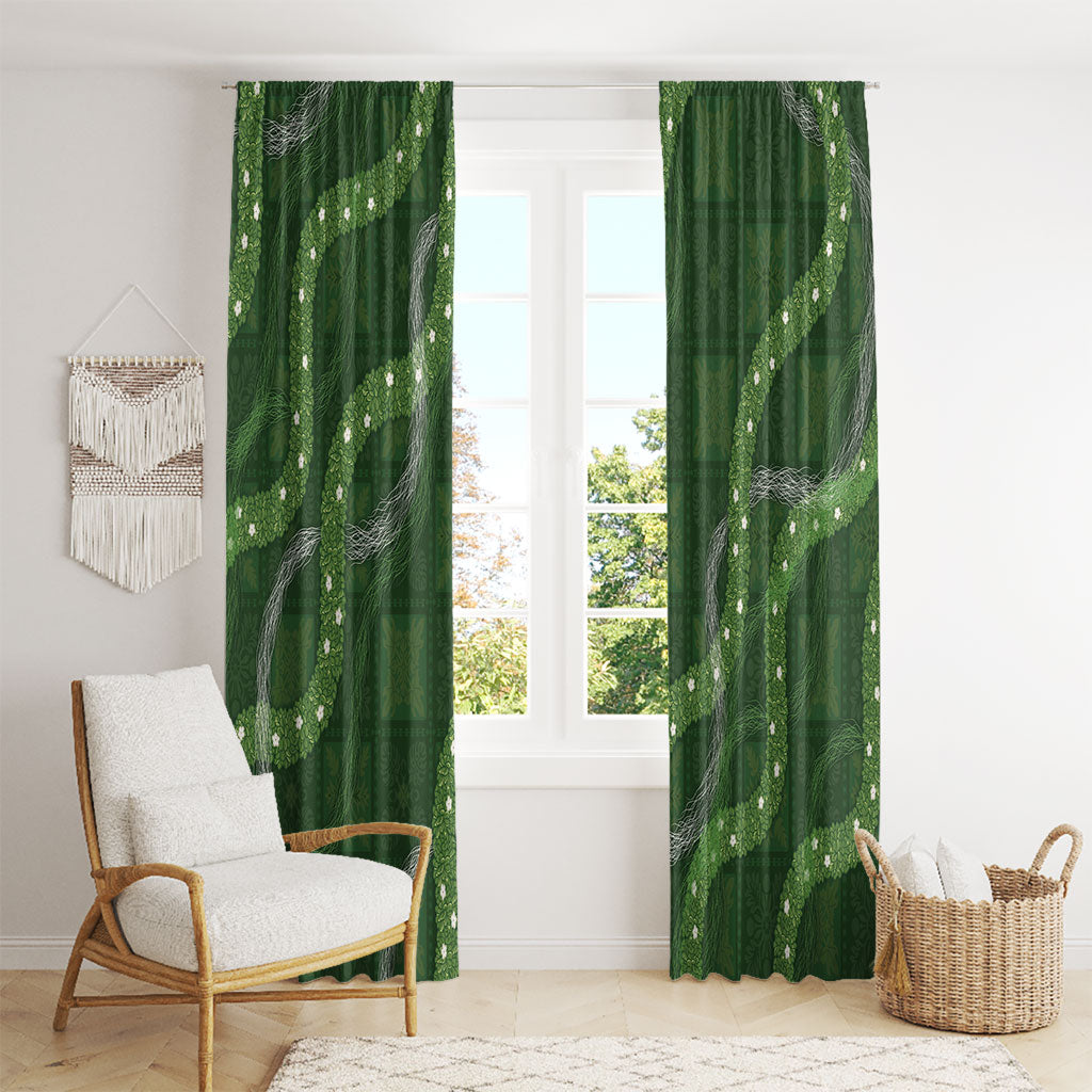 Hawaiian Quilt Window Curtain Pele Hair Hinahina Lei Green Version