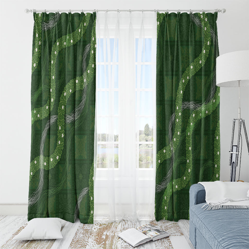 Hawaiian Quilt Window Curtain Pele Hair Hinahina Lei Green Version