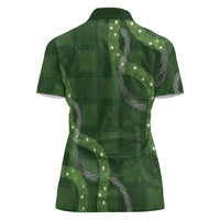 Hawaiian Quilt Women Polo Shirt Pele Hair Hinahina Lei Green Version
