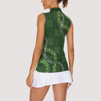 Hawaiian Quilt Women Sleeveless Polo Shirt Pele Hair Hinahina Lei Green Version LT05 - Polynesian Pride
