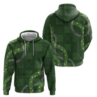 Hawaiian Quilt Zip Hoodie Pele Hair Hinahina Lei Green Version