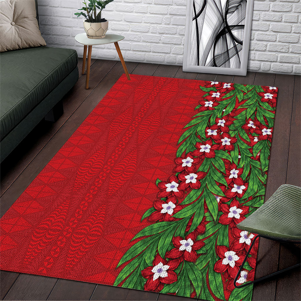 Tonga Language Week Area Rug Heilala Floral Red LT05 Red - Polynesian Pride