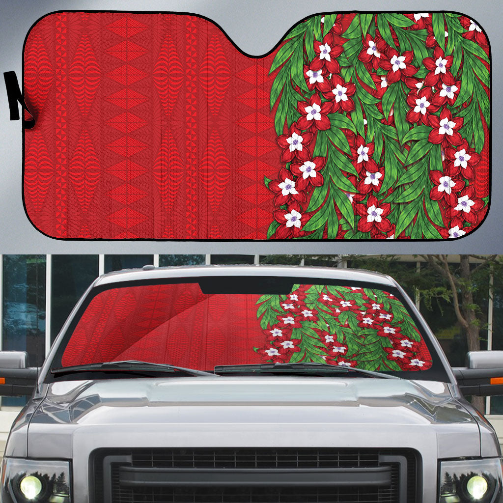 Tonga Language Week Auto Sun Shade Heilala Floral Red