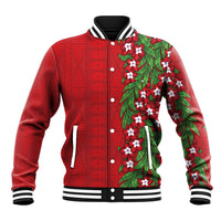 Tonga Language Week Baseball Jacket Heilala Floral Red