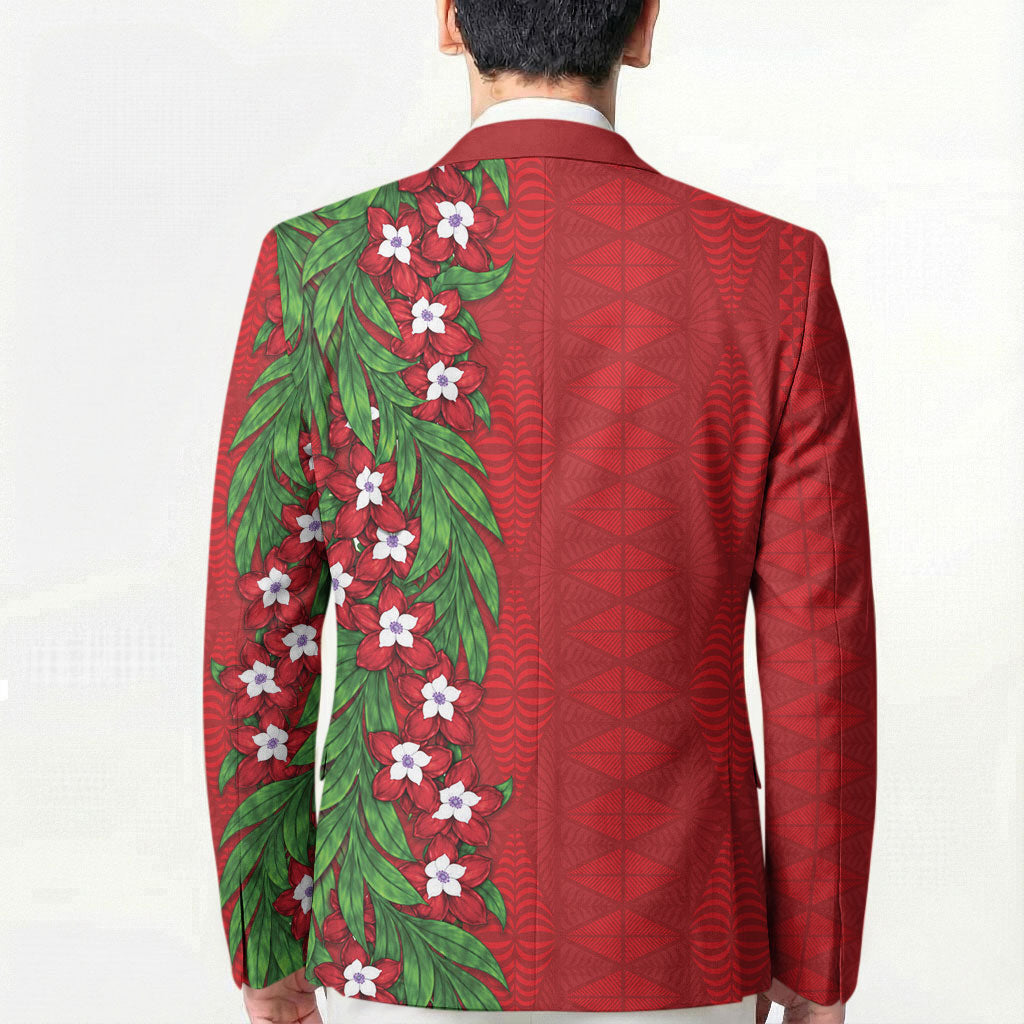 Tonga Language Week Blazer Heilala Floral Red