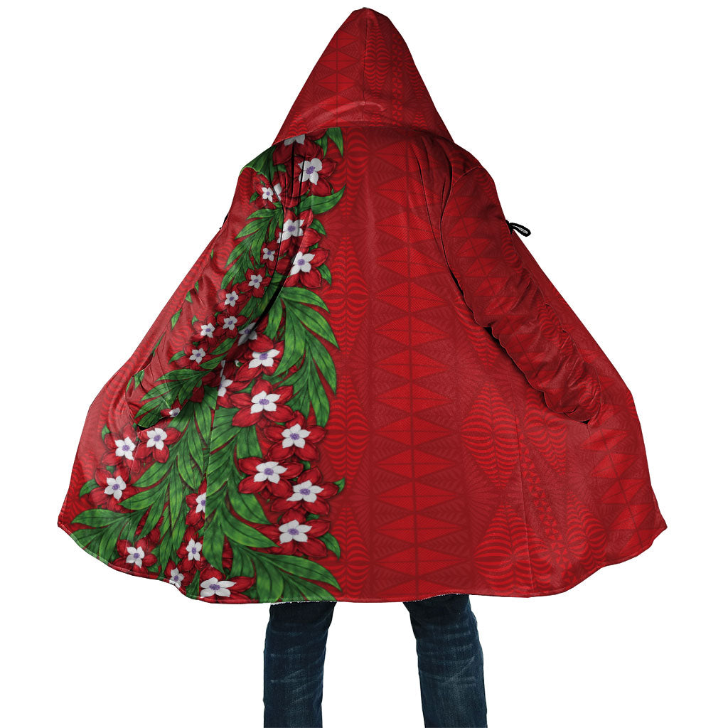 Tonga Language Week Cloak Heilala Floral Red LT05 Unisex Red - Polynesian Pride
