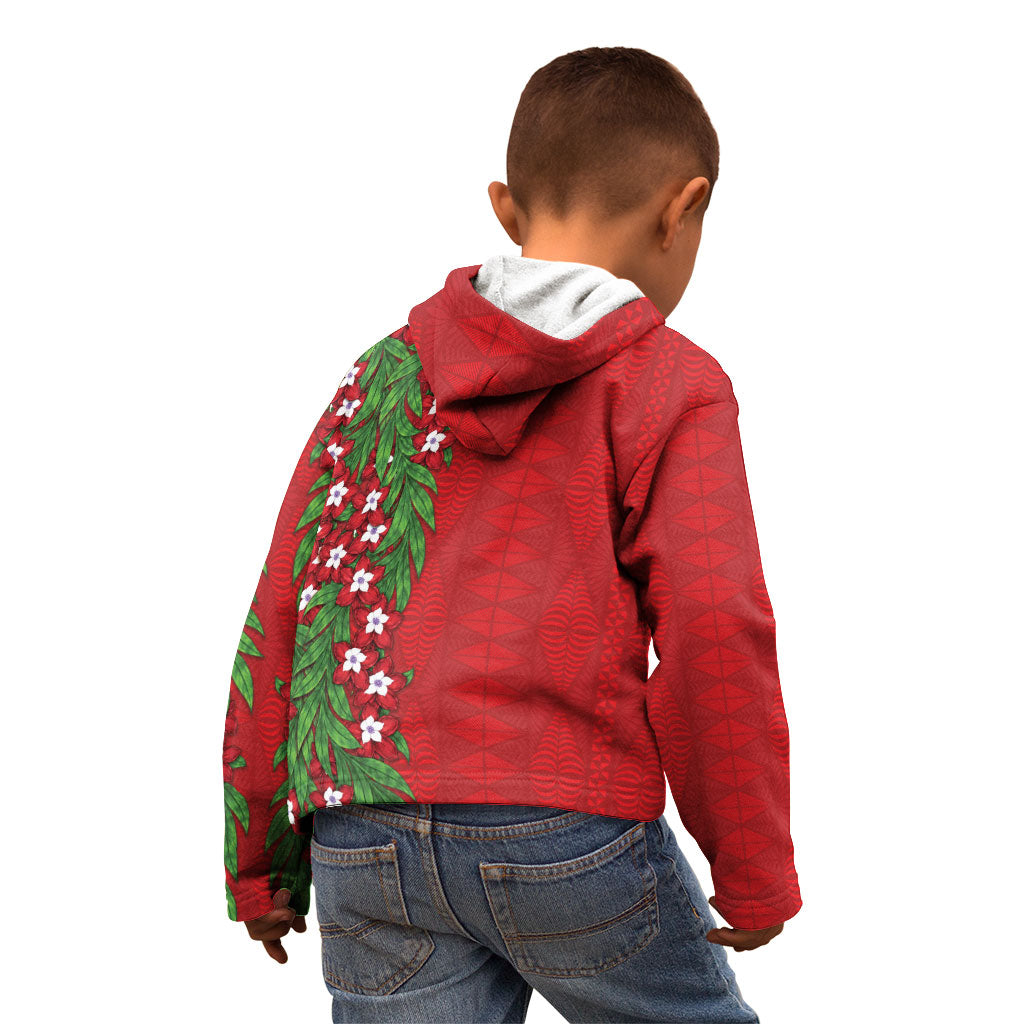 Tonga Language Week Kid Hoodie Heilala Floral Red