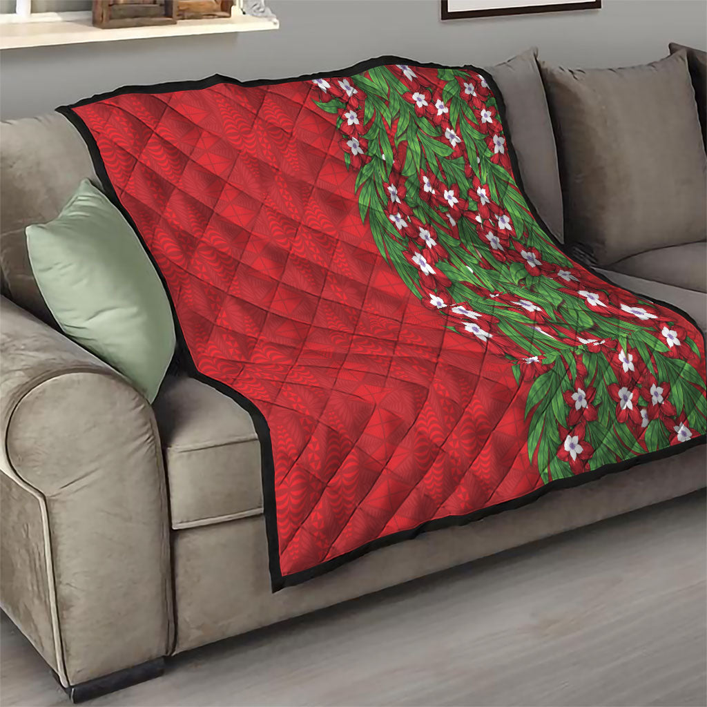 Tonga Language Week Quilt Heilala Floral Red