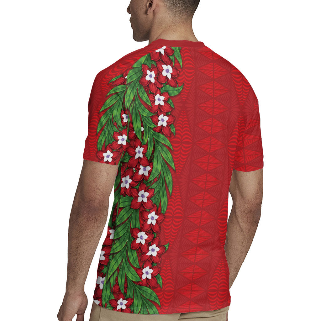 Tonga Language Week Rugby Jersey Heilala Floral Red