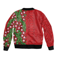 Tonga Language Week Sleeve Zip Bomber Jacket Heilala Floral Red
