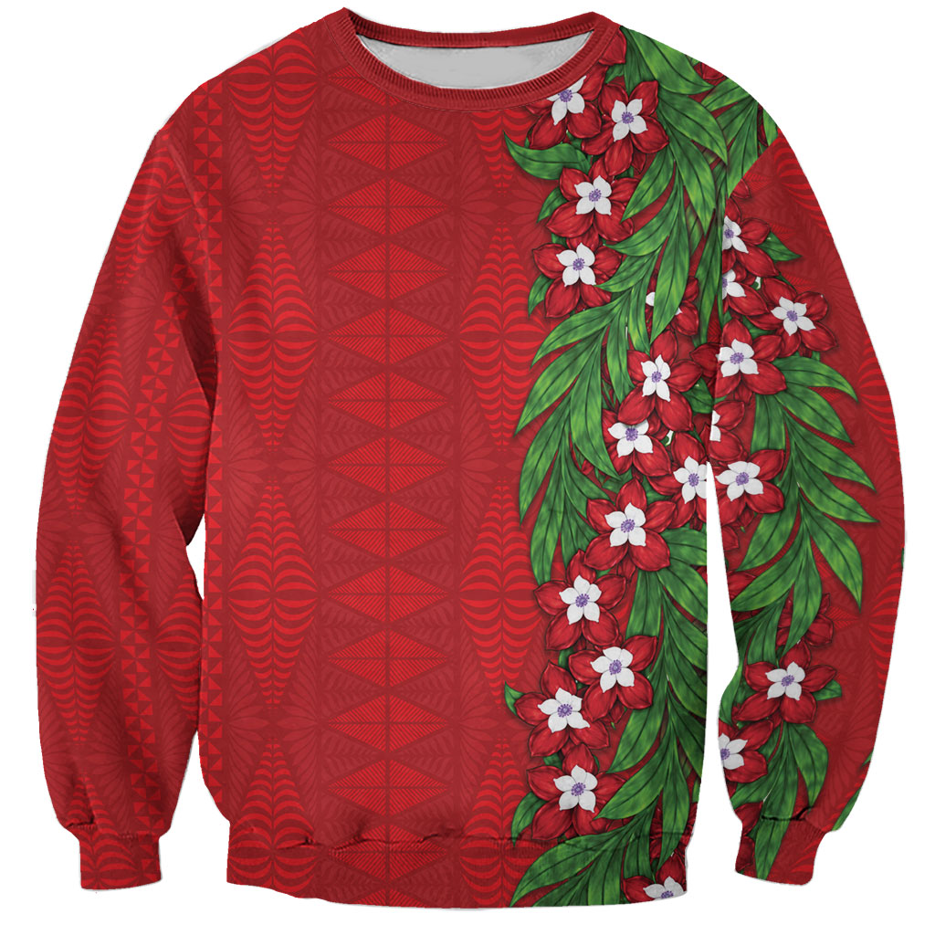 Tonga Language Week Sweatshirt Heilala Floral Red LT05 Unisex Red - Polynesian Pride