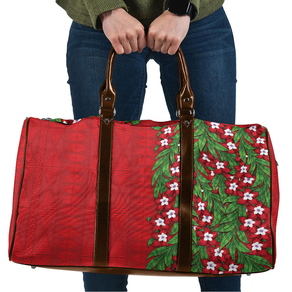 Tonga Language Week Travel Bag Heilala Floral Red