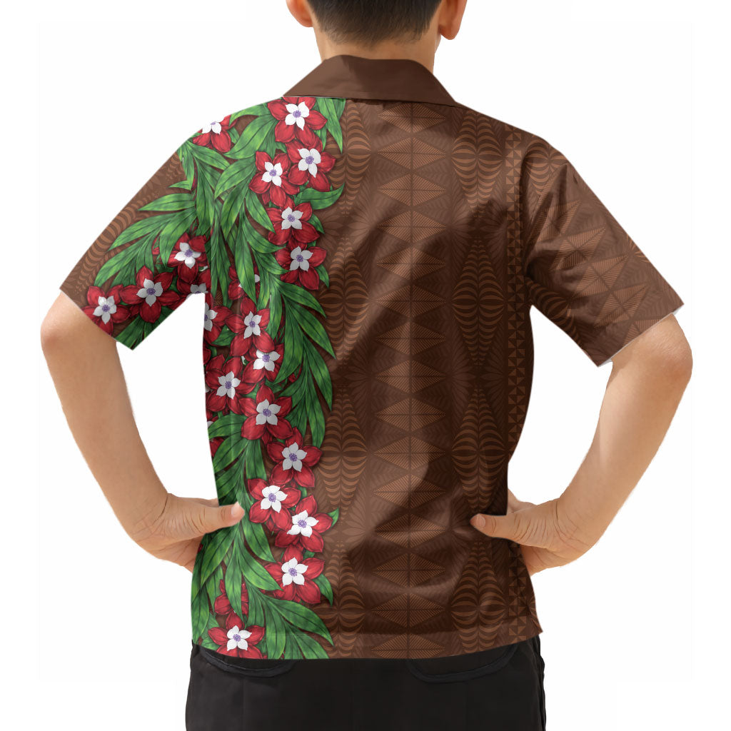 Tonga Language Week Hawaiian Shirt Heilala Floral Brown