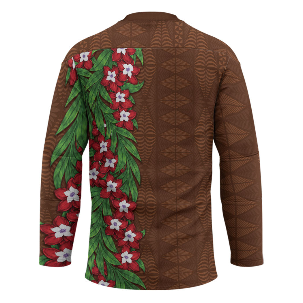 Tonga Language Week Hockey Jersey Heilala Floral Brown