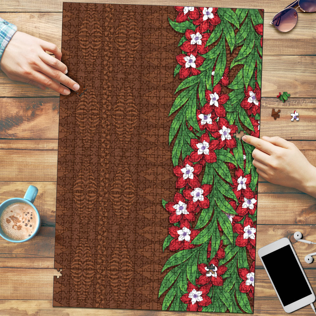 Tonga Language Week Puzzle Heilala Floral Brown LT05 Brown - Polynesian Pride
