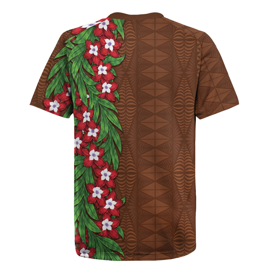 Tonga Language Week Rugby Jersey Heilala Floral Brown