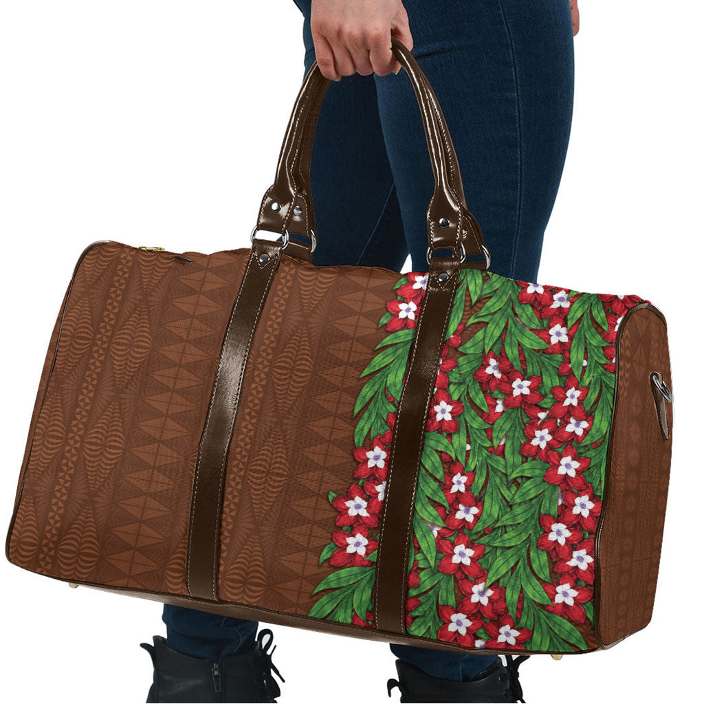 Tonga Language Week Travel Bag Heilala Floral Brown