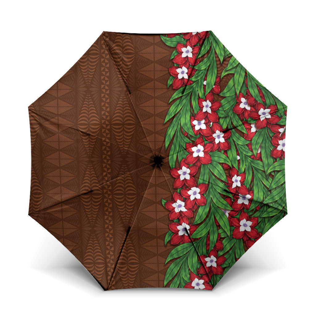 Tonga Language Week Umbrella Heilala Floral Brown