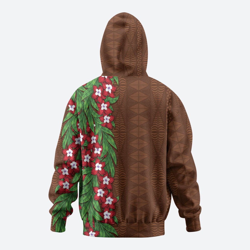 Tonga Language Week Zip Hoodie Heilala Floral Brown