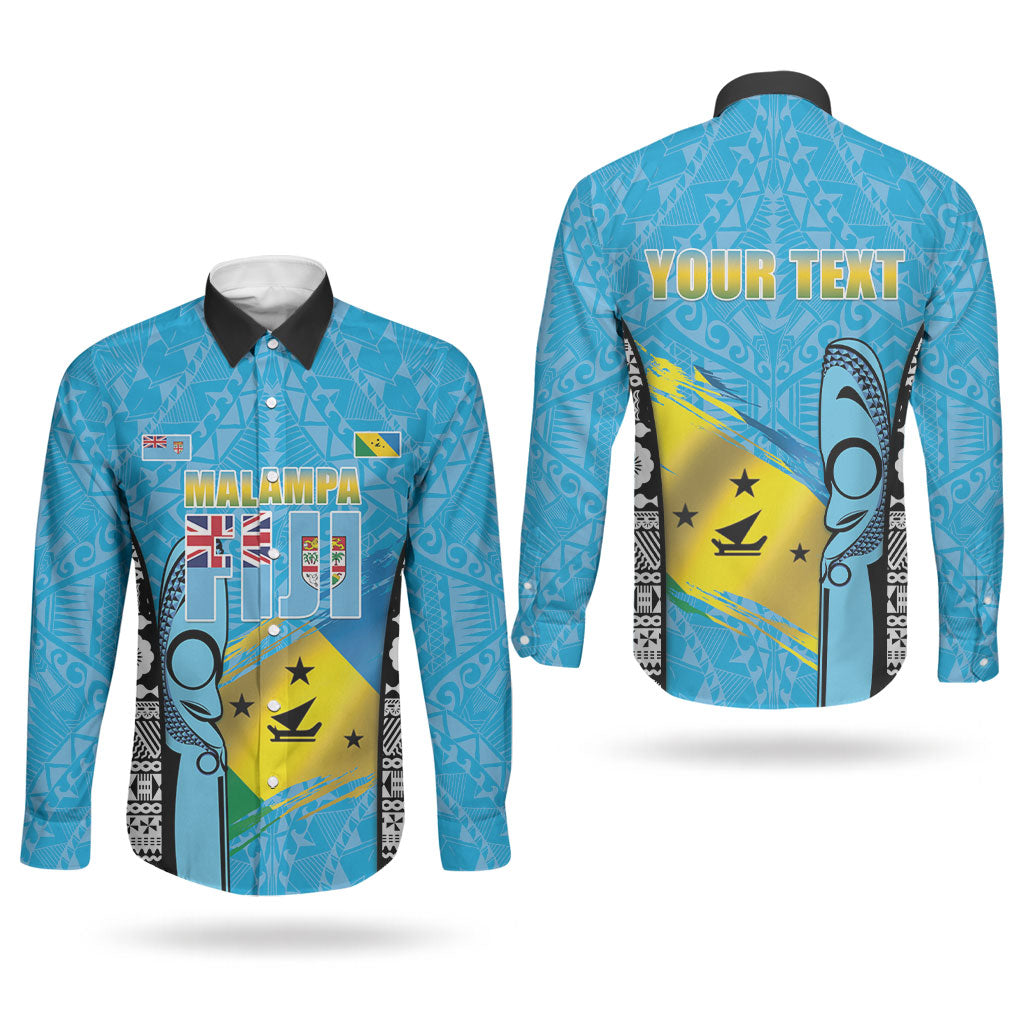 Personalised Malampa Fiji Day 2026 Couples Matching Long Sleeve Bodycon Dress and Long Sleeve Button Shirt Unique Style LT05 - Polynesian Pride