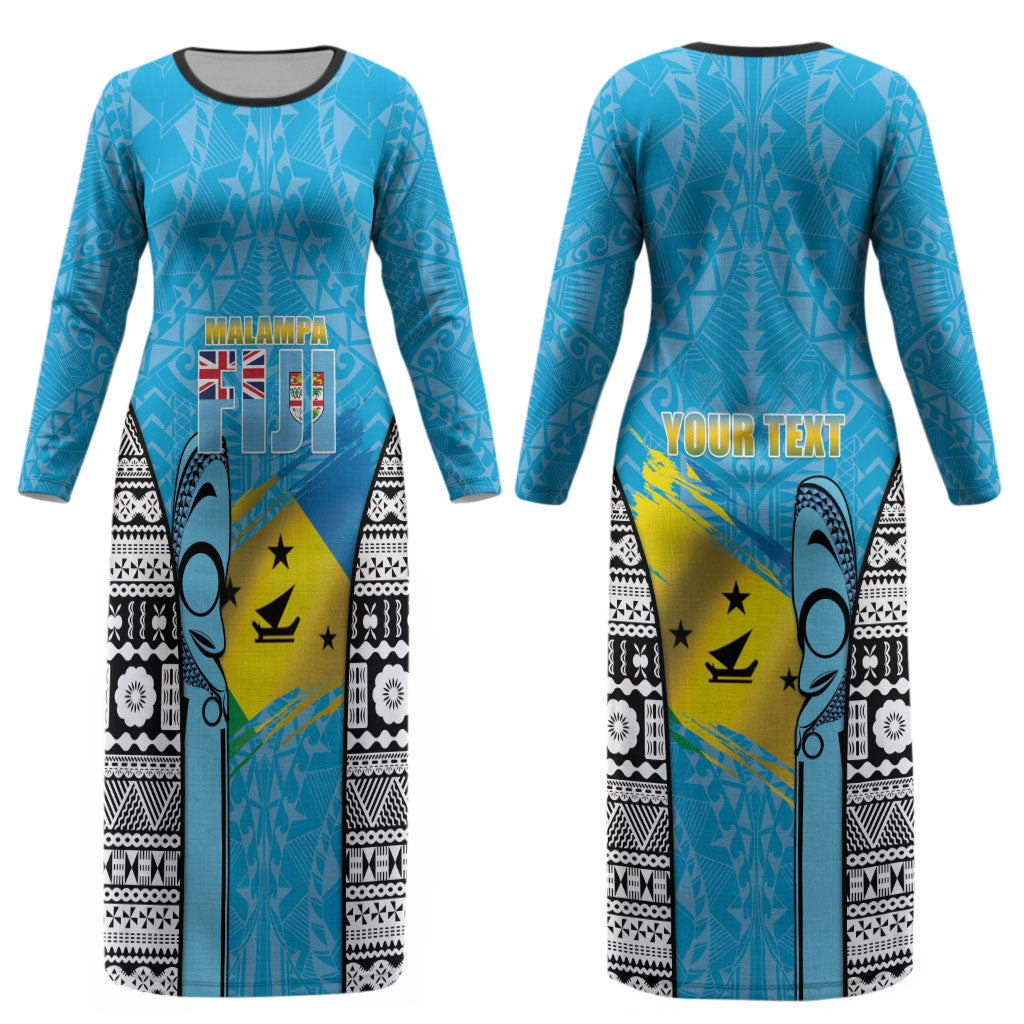 Personalised Malampa Fiji Day 2026 Couples Matching Long Sleeve Bodycon Dress and Long Sleeve Button Shirt Unique Style LT05 - Polynesian Pride
