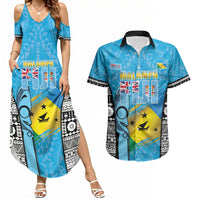 Personalised Malampa Fiji Day 2026 Couples Matching Summer Maxi Dress and Hawaiian Shirt Unique Style LT05 Blue - Polynesian Pride