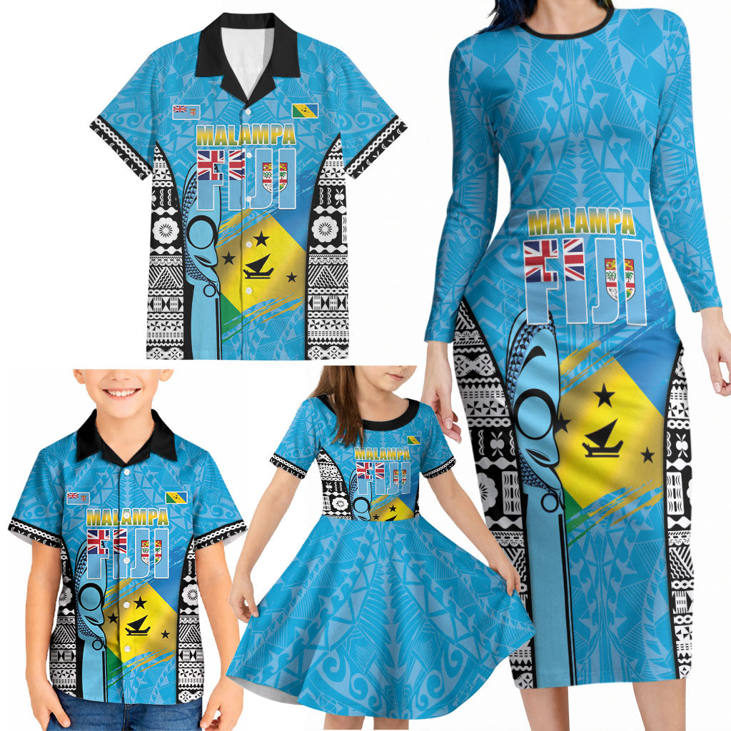 Personalised Malampa Fiji Day 2026 Family Matching Long Sleeve Bodycon Dress and Hawaiian Shirt Unique Style LT05 - Polynesian Pride