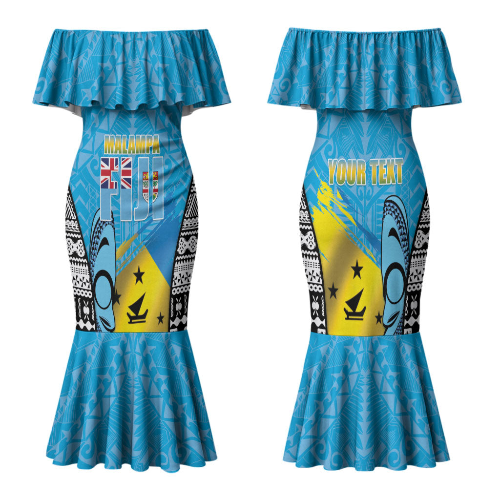 Personalised Malampa Fiji Day 2026 Family Matching Mermaid Dress and Hawaiian Shirt Unique Style LT05 Mom's Dress Blue - Polynesian Pride