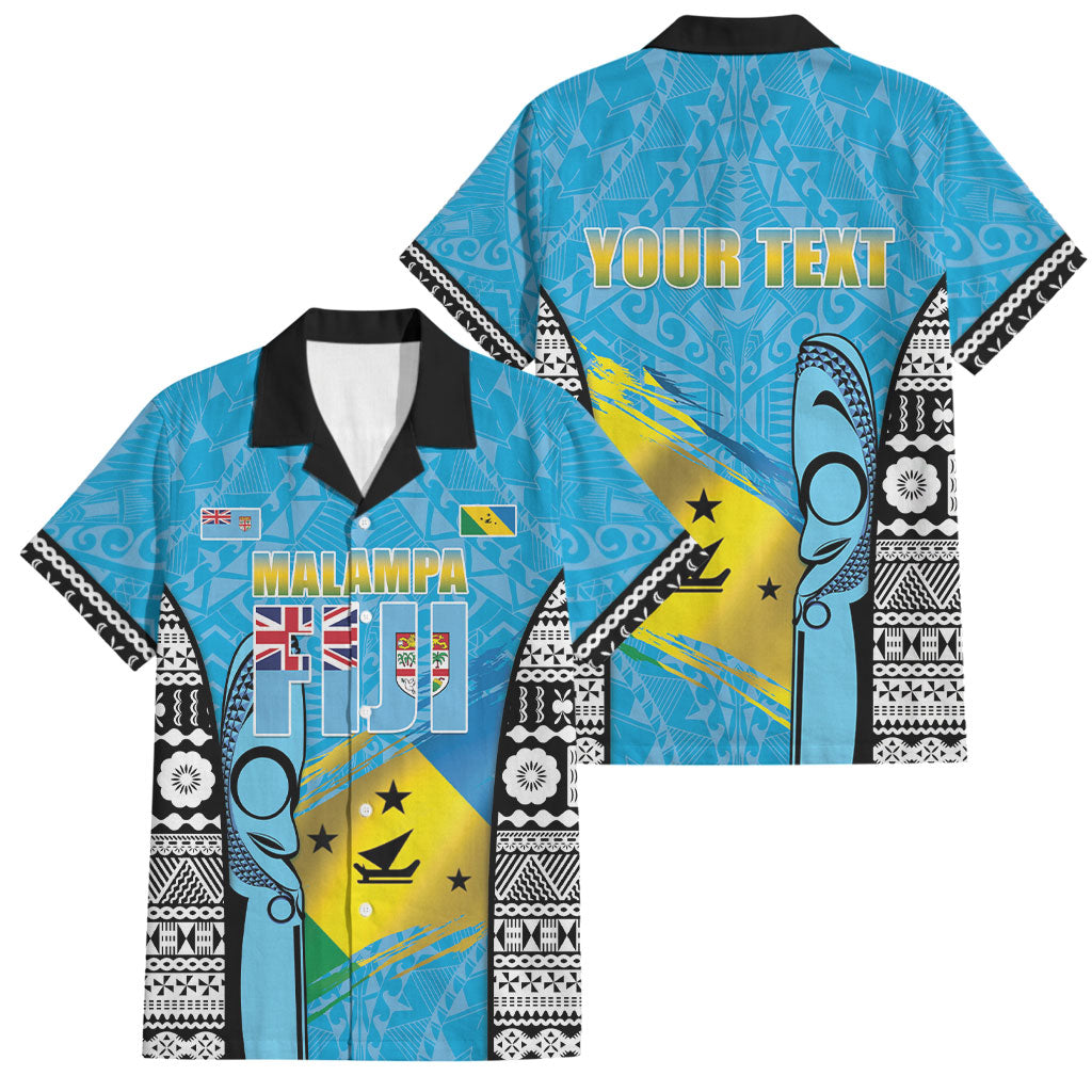 Personalised Malampa Fiji Day 2026 Family Matching Mermaid Dress and Hawaiian Shirt Unique Style LT05 Dad's Shirt - Short Sleeve Blue - Polynesian Pride