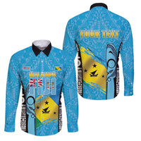 Personalised Malampa Fiji Day 2026 Family Matching Tank Maxi Dress and Hawaiian Shirt Unique Style LT05 Dad's Shirt - Long Sleeve Blue - Polynesian Pride