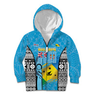 Personalised Malampa Fiji Day 2026 Kid Hoodie Unique Style LT05 Zip Hoodie Blue - Polynesian Pride