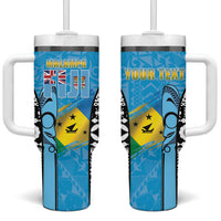 Personalised Malampa Fiji Day 2026 Tumbler With Handle Unique Style LT05 One Size: 40 oz Blue - Polynesian Pride