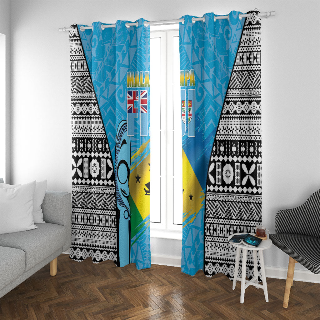 Malampa Fiji Day 2026 Window Curtain Unique Style LT05 With Grommets Blue - Polynesian Pride