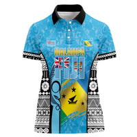 Personalised Malampa Fiji Day 2026 Women Polo Shirt Unique Style LT05 Female Blue - Polynesian Pride