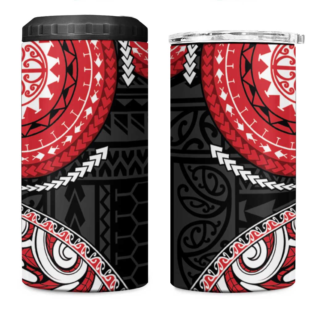 New Zealand Red Maori Koru Simple Style 4 in 1 Can Cooler Tumbler
