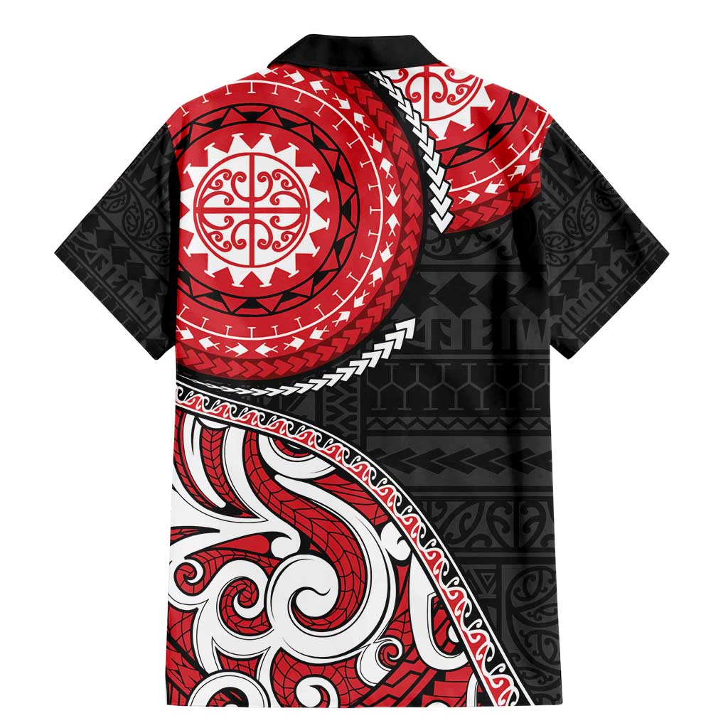 New Zealand Red Maori Koru Simple Style Family Matching Mermaid Dress and Hawaiian Shirt LT05 - Polynesian Pride