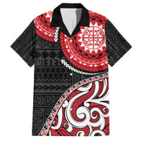 New Zealand Red Maori Koru Simple Style Family Matching Puletasi and Hawaiian Shirt LT05 Dad's Shirt - Short Sleeve Red - Polynesian Pride