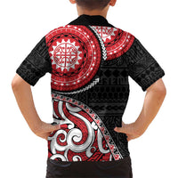 New Zealand Red Maori Koru Simple Style Family Matching Short Sleeve Bodycon Dress and Hawaiian Shirt LT05 - Polynesian Pride