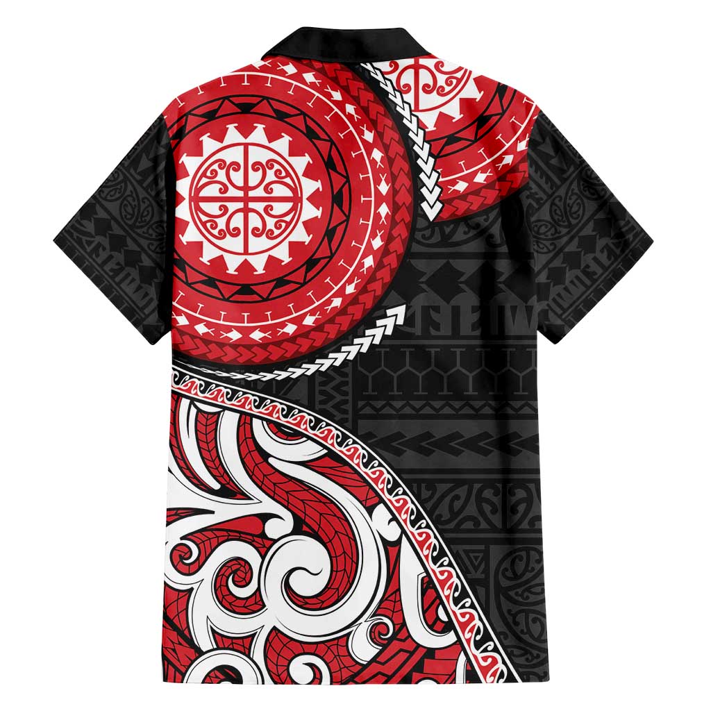 New Zealand Red Maori Koru Simple Style Family Matching Summer Maxi Dress and Hawaiian Shirt