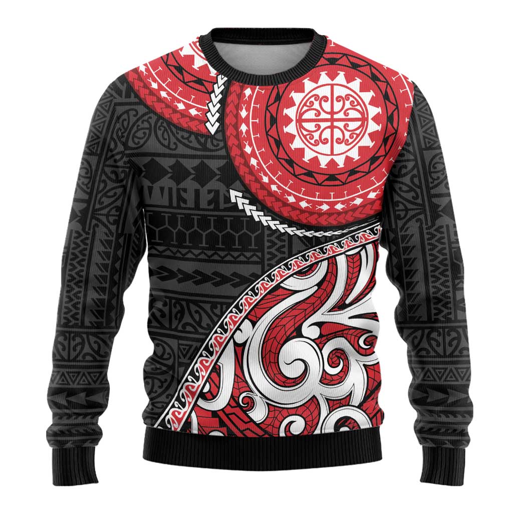 New Zealand Red Maori Koru Simple Style Ugly Christmas Sweater