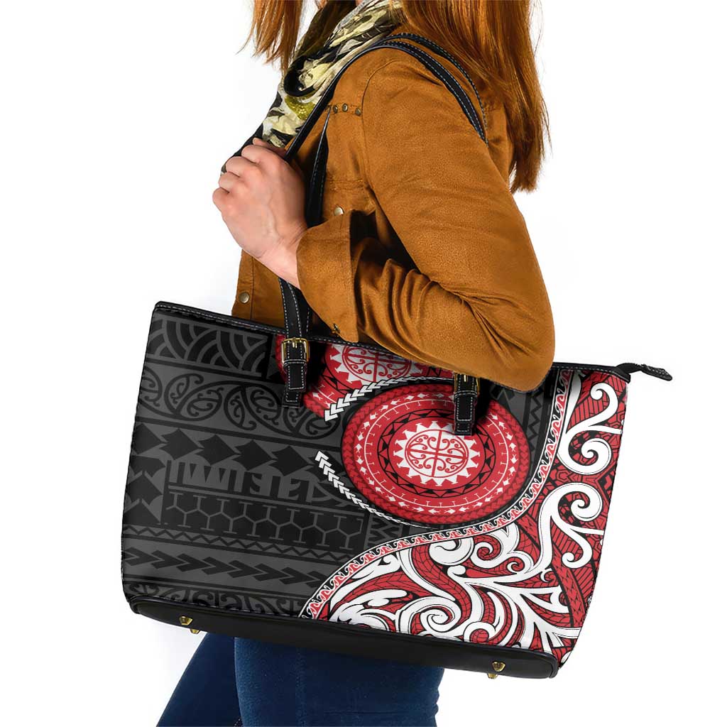 New Zealand Red Maori Koru Simple Style Leather Tote Bag