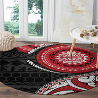 New Zealand Red Maori Koru Simple Style Round Carpet