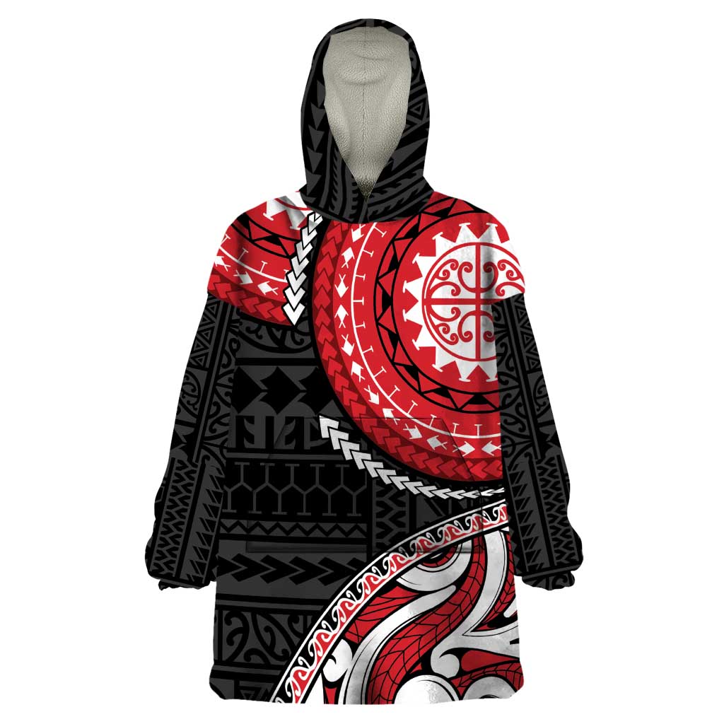 New Zealand Red Maori Koru Simple Style Wearable Blanket Hoodie