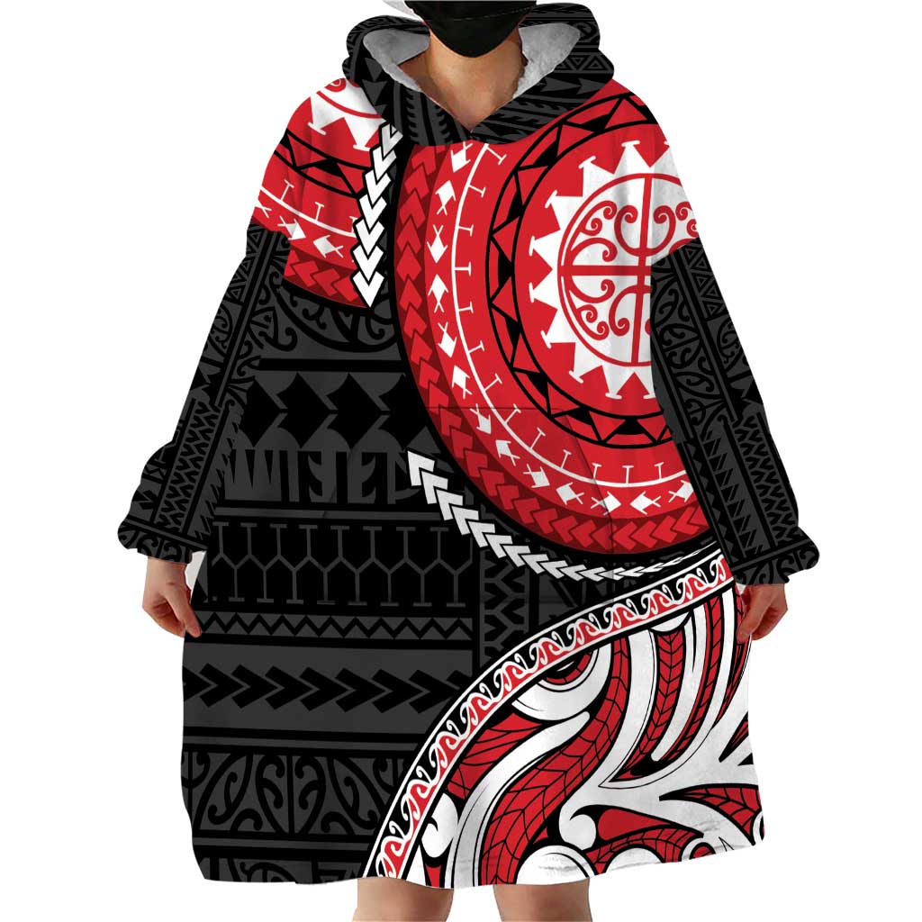New Zealand Red Maori Koru Simple Style Wearable Blanket Hoodie