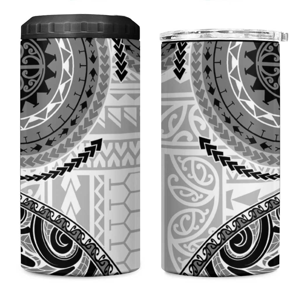 New Zealand White Maori Koru Simple Style 4 in 1 Can Cooler Tumbler