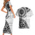 New Zealand White Maori Koru Simple Style Couples Matching Short Sleeve Bodycon Dress and Hawaiian Shirt