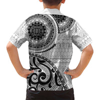 New Zealand White Maori Koru Simple Style Family Matching Long Sleeve Bodycon Dress and Hawaiian Shirt LT05 - Polynesian Pride