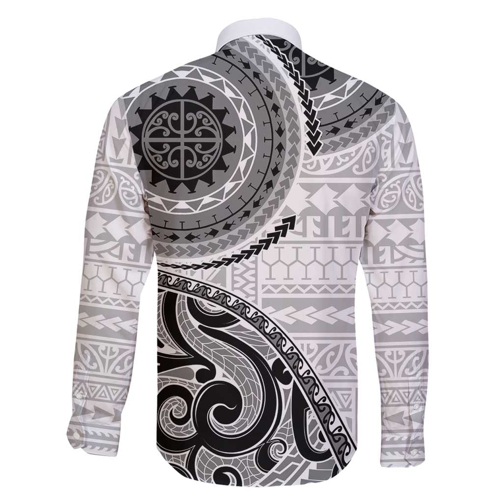 New Zealand White Maori Koru Simple Style Family Matching Mermaid Dress and Hawaiian Shirt LT05 - Polynesian Pride