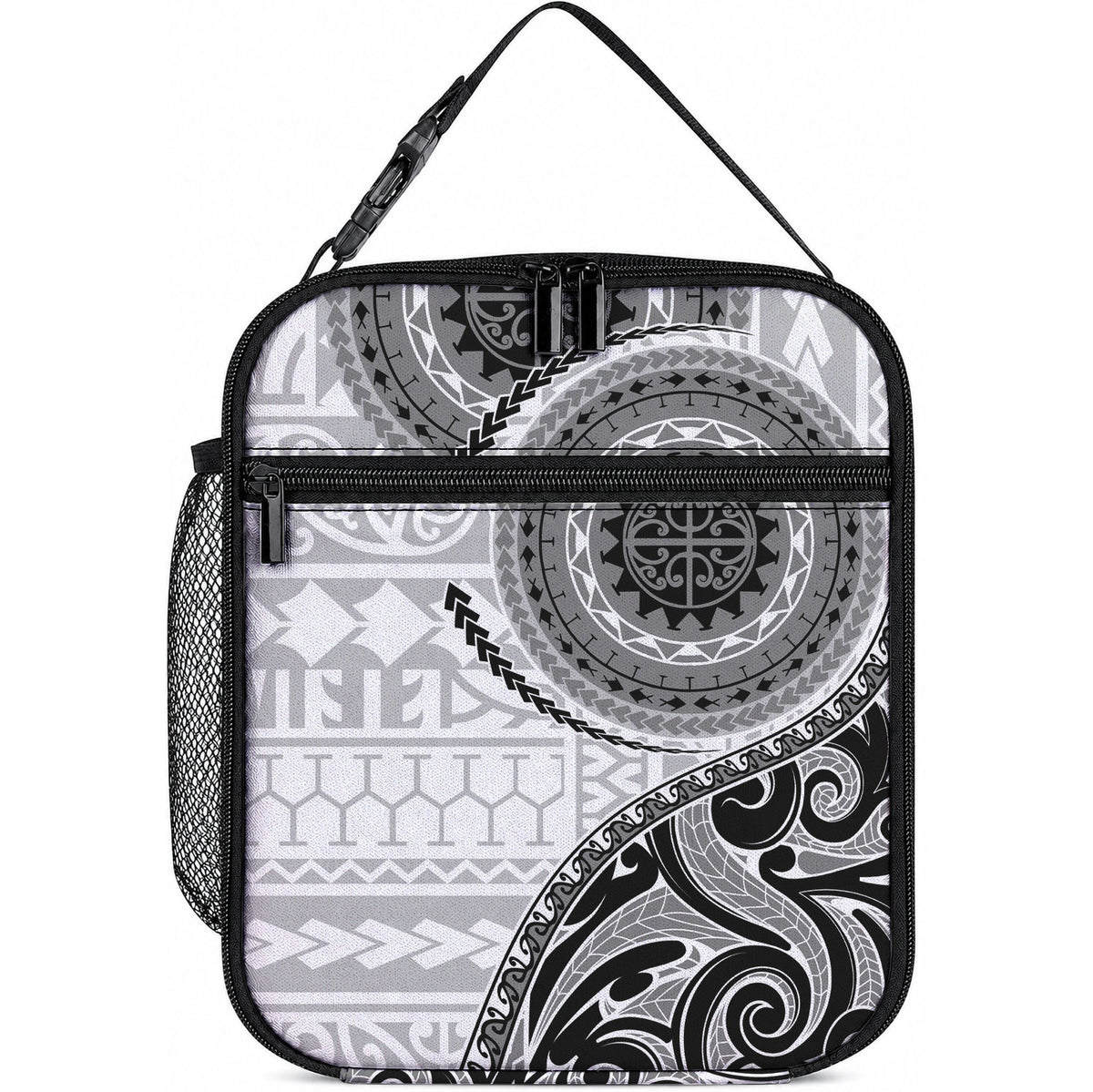New Zealand White Maori Koru Simple Style Lunch Bag LT05 10.2 × 8.3 × 4.3 inch White - Polynesian Pride